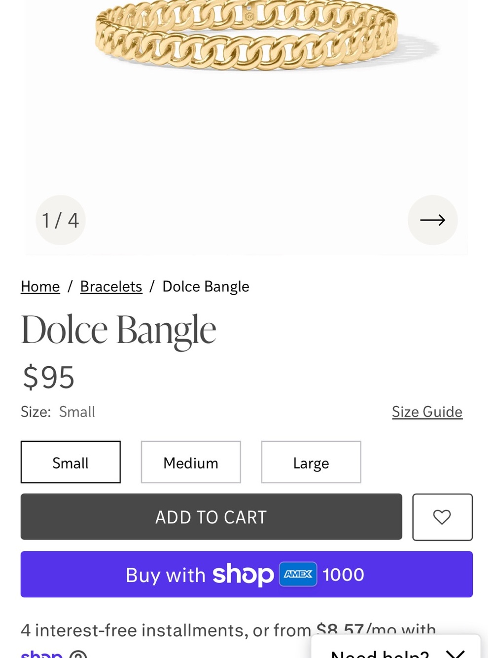 Julie Vos Dolce Bangle in Gold